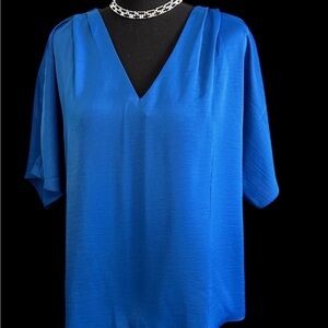 Bar III Vibrant Blue V-Neck Blouse